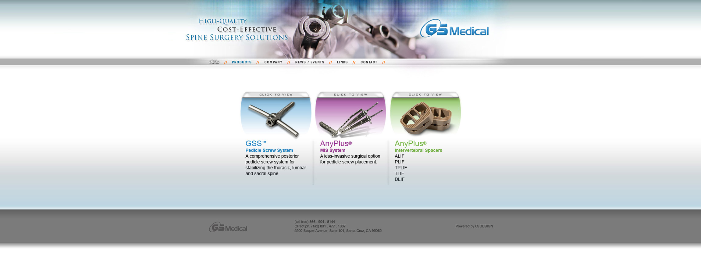 GS Medical USA Website Home Page cervical surgery medical - Graphic Regime