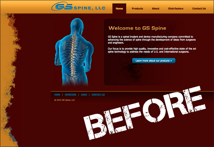 GS Medical USA GS Spine previous website design