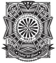 Cultured Biker military badge American motorcycle apparel tee illustration design - Graphic Regime